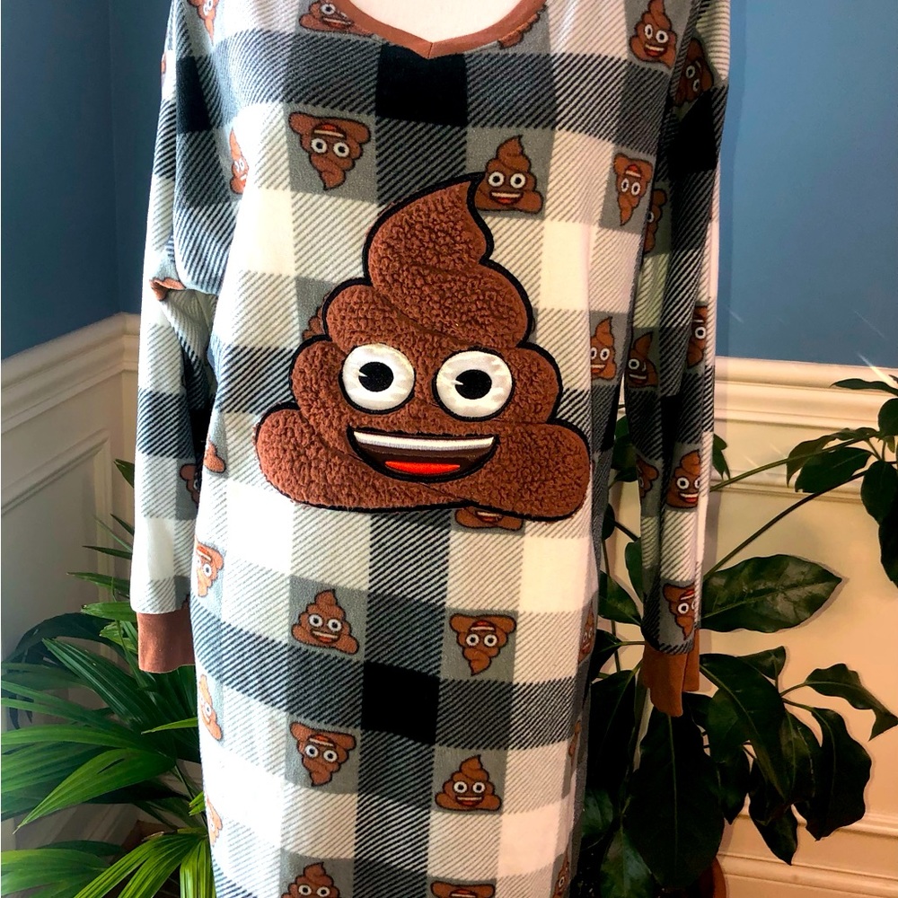 Flannel Emoji Poop Night Shirt - Medium- *Feel free to make an offer*